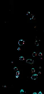 Floating bubbles on a black background mobile wallpaper.