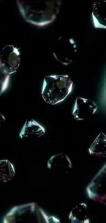 Floating diamonds on a dark background wallpaper.