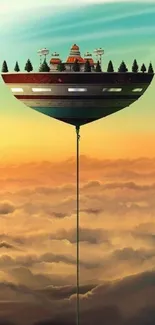 Floating island above clouds in vibrant fantasy art style.