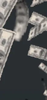 Floating dollar bills against a dark gray background for mobile wallpaper.