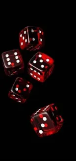 Floating red dice on black background mobile wallpaper.