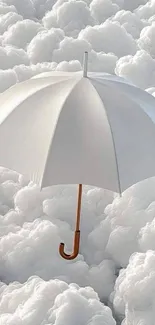 White umbrella floating above the clouds.