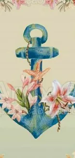 Floral anchor with flowers wallpaper.