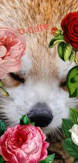 Cute animal with floral surroundings, perfect for nature-inspired mobile wallpaper.