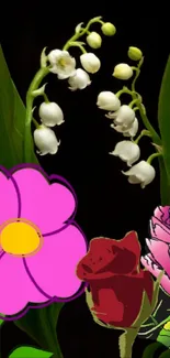 Illustrative flowers with dark background.