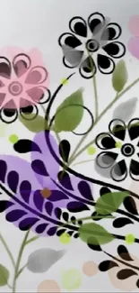 Colorful abstract floral wallpaper design.