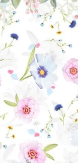 Elegant floral wallpaper with pastel flowers.