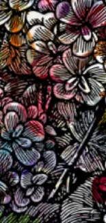 Intricate and colorful floral art wallpaper for mobile screens.