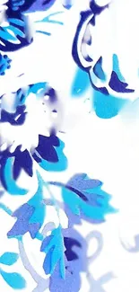 Blue and white floral wallpaper with elegant patterns.