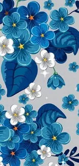 Blue floral pattern mobile wallpaper with elegant design.