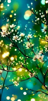 Floral bokeh wallpaper with delicate blossoms and vibrant colors.