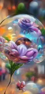 Artistic floral bubbles with vibrant colors.