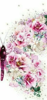 Artistic floral butterfly wallpaper design.