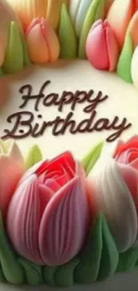 Happy Birthday cake with floral decoration