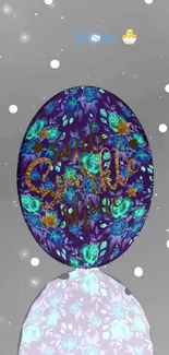 Floral Easter egg wallpaper with vibrant colors and reflective design.