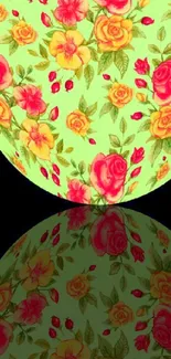 Colorful floral egg design on a sleek black background.