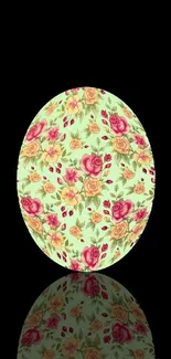 Elegant floral egg with roses on a black background, perfect for mobile wallpapers.