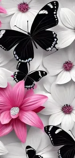 Butterfly and floral design mobile wallpaper.