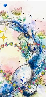 Whimsical floral fantasy art with blue accents.