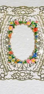 Elegant floral frame with vibrant colors and intricate design.