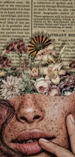 Creative floral and vintage art wallpaper for mobile.