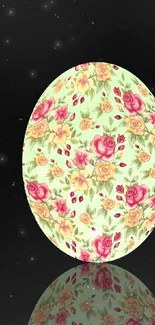 Floral sphere against a galaxy background.