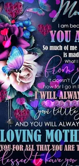 Heartfelt mother-daughter quote with vibrant floral and butterfly design.