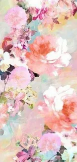 Floral pastel wallpaper with delicate blossoms and soft colors.