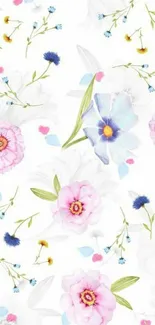 Elegant pastel floral mobile wallpaper with soft colors.