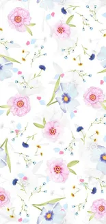 Floral pastel wallpaper with delicate flowers.