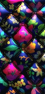 Vibrant floral pattern wallpaper with colorful flowers.