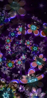 Psychedelic floral peace sign wallpaper with vibrant colors.