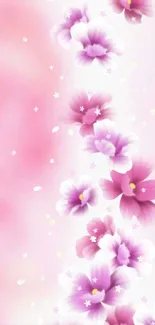 Pink floral mobile wallpaper with soft petals.