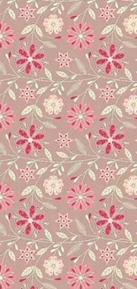 Pink floral pattern wallpaper with elegant design