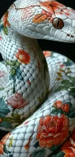 Floral snake wrapped elegantly in artistic design