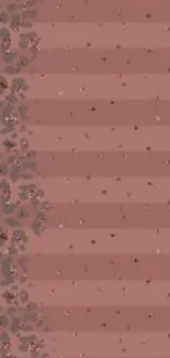 Floral pattern wallpaper with muted pink and gray stripes.