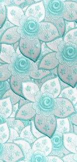 Elegant floral wallpaper in teal tones for mobile phones.