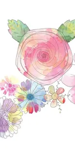 Floral watercolor themed mobile wallpaper.