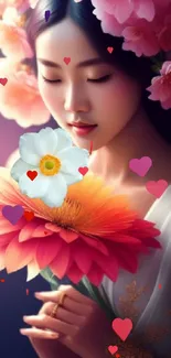 Flower Lip Hand Live Wallpaper