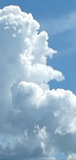 Fluffy clouds against a serene blue sky.