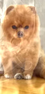 Fluffy Pomeranian dog with playful aura.