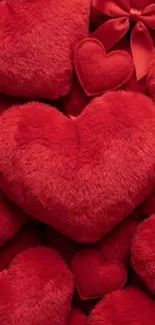 Fluffy red hearts with a soft texture and a cozy, romantic feel.
