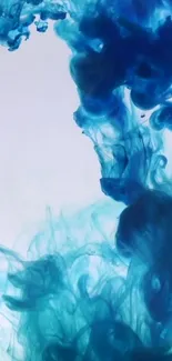 Abstract swirling blue ink in water wallpaper.