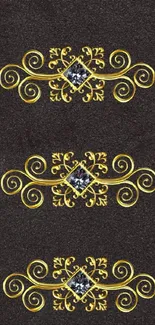 Elegant black wallpaper with gold ornate designs