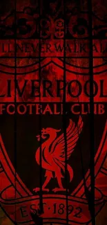 Liverpool FC red emblem mobile wallpaper with black accents.