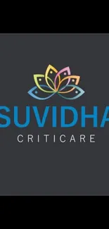 Colorful Suvidha Criticare logo on dark gray background.