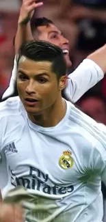 Football stars in action on the field.