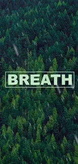 Forest green wallpaper with 'BREATH' text.