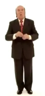 Man in elegant formal business suit standing on a white background.