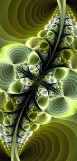 Abstract green fractal art wallpaper with vibrant design.